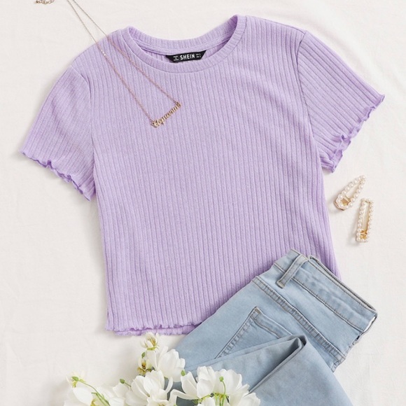 SHEIN Tops - New Shein Short Sleeve Crop Top T-Shirt Purple
